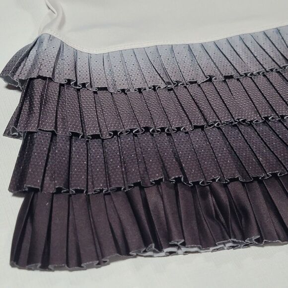 Lucky In Love Ruffle Skort Sz M Golf Tennis Beach Stretch Pleated Blk Wht Ombre - Picture 2 of 8